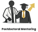 An icon for "Postdoctoral Mentoring" that includes an image of a student with professorial looking person.